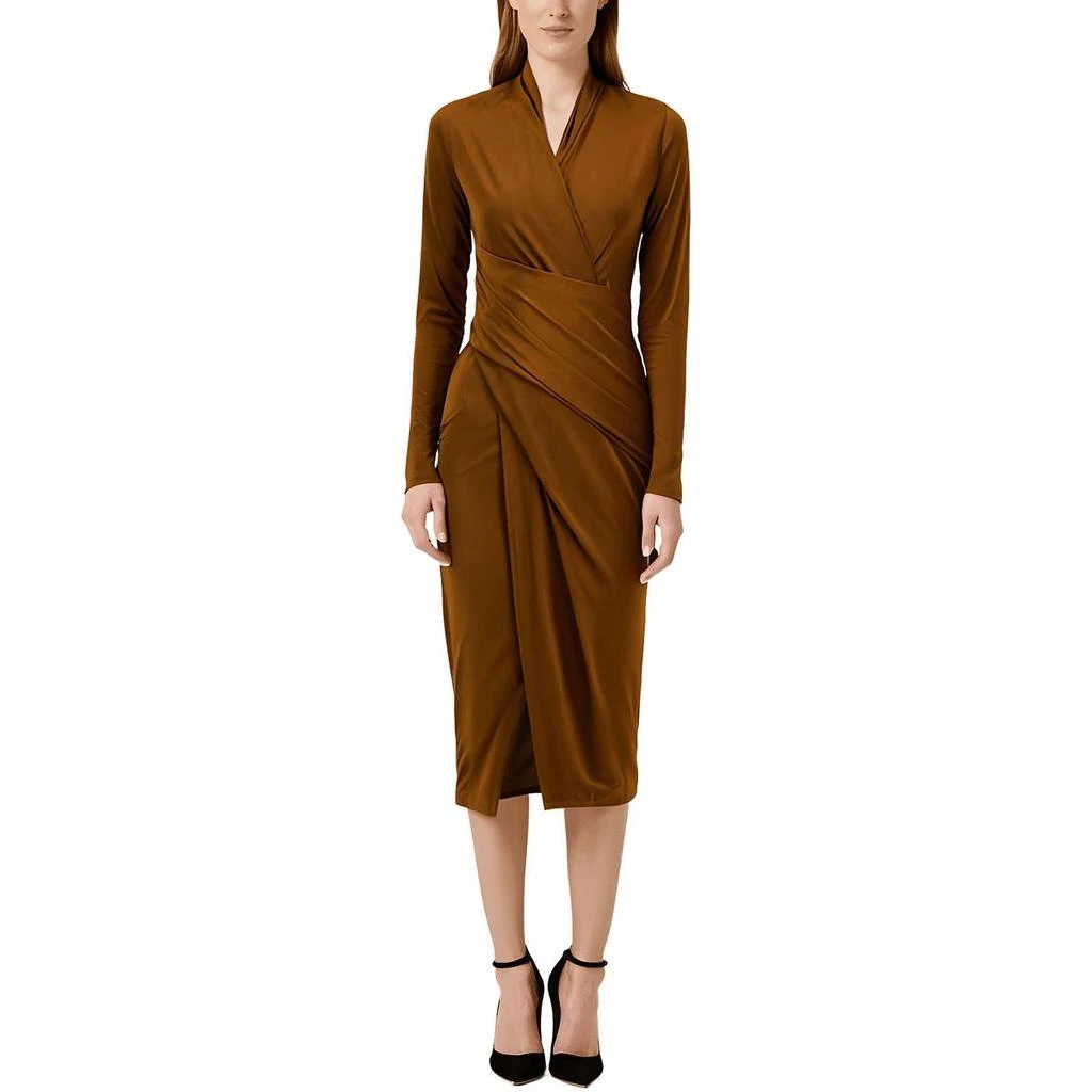 Womens Faux Wrap Midi Wrap Dress 商品