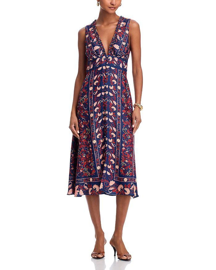 商品Farm Rio|Boho Floral Scarf Midi Dress,价格¥1143,第1张图片详细描述