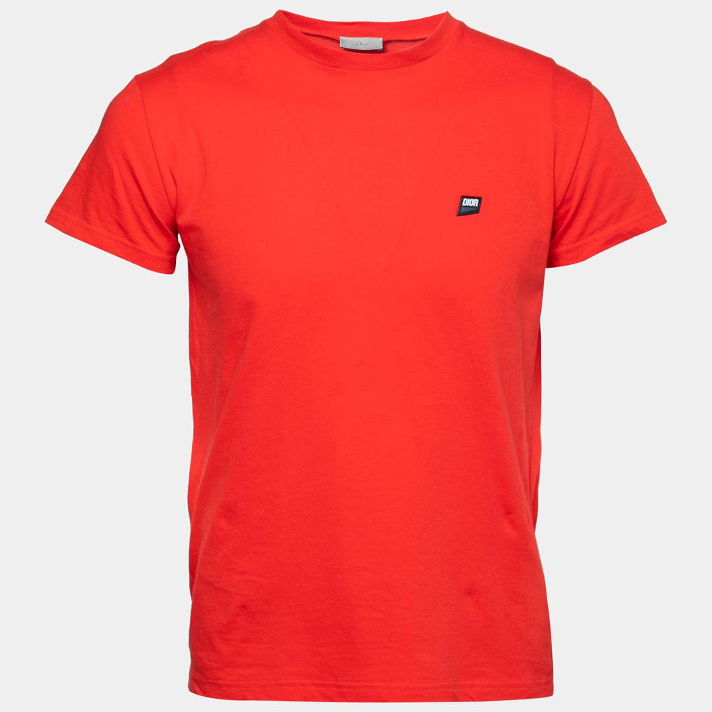 Dior Homme Red Cotton Logo Appliqued Short Sleeve T-Shirt S商品第1张图片规格展示