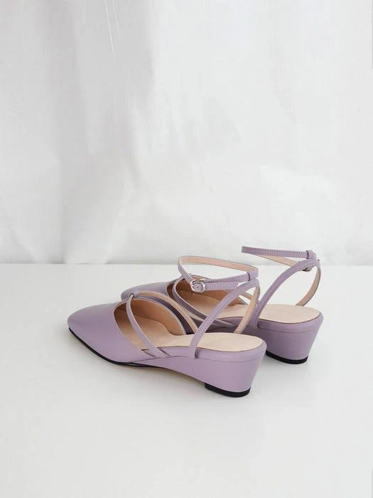 商品FEBRUARY SECOND|T Strap Wedges Slingback Lilac,价格¥1814,第3张图片详细描述