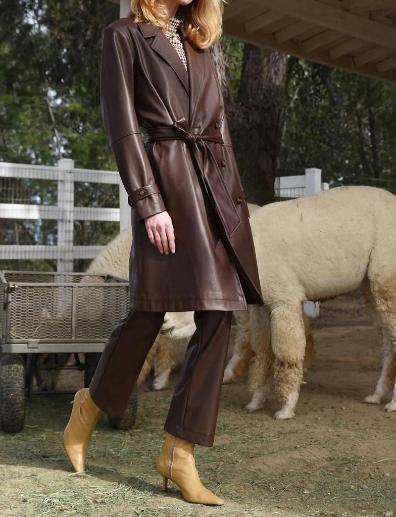 商品Greylin|Elisha Faux Leather Trench In Brown,价格¥815,第2张图片详细描述