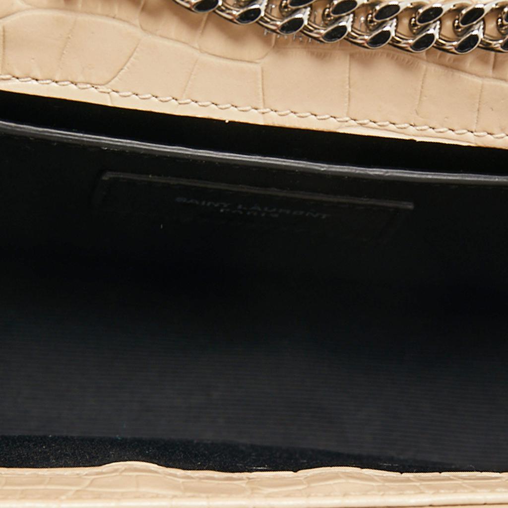 Saint Laurent Beige Croc Embossed Leather Small Kate Crossbody Bag商品第7张图片规格展示