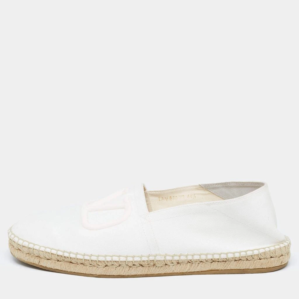 商品[二手商品] Valentino|Valentino White Canvas VLogo Slip On Espadrilles Loafers Size 44.5,价格¥1410,第1张图片