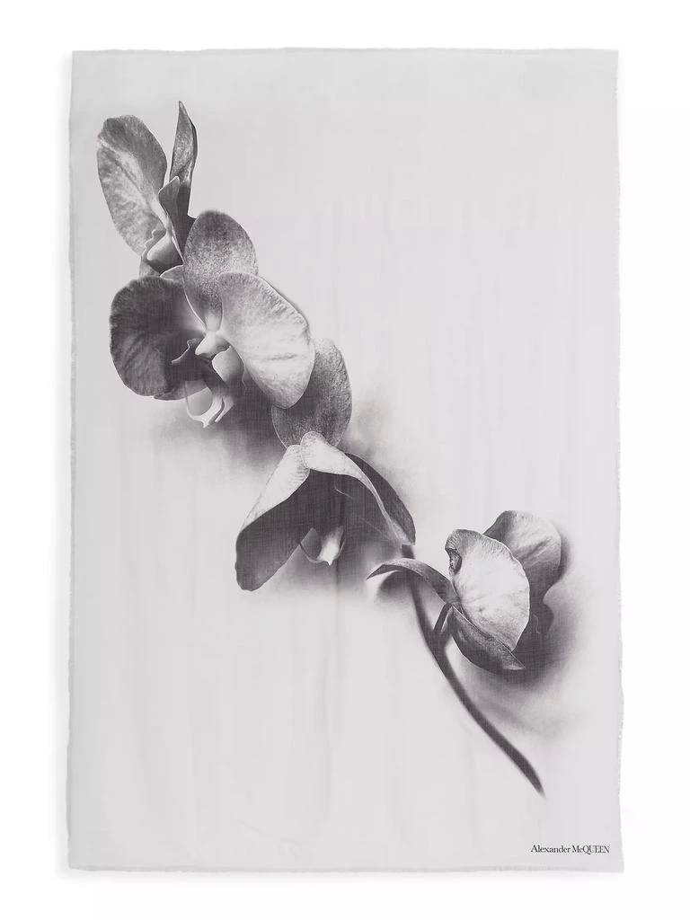 商品Alexander McQueen|Orchid Stem Cashmere Shawl Scarf,价格¥3344,第2张图片详细描述