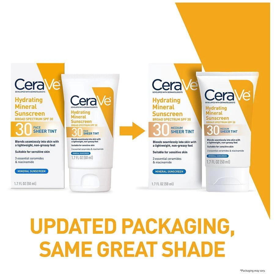 商品CeraVe|Hydrating Mineral Sunscreen SPF 30 for Face with Sheer Tint,价格¥148,第3张图片详细描述