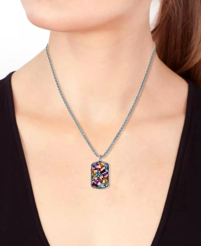 商品Effy|EFFY® Multi-Gemstone Scattered Cluster 18" Pendant Necklace (2-1/20 ct. t.w.) in Sterling Silver,价格¥1350,第2张图片详细描述