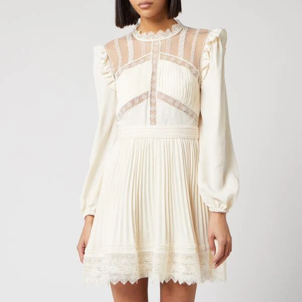 商品Self Portrait|Self-Portrait Women's Cream Lace Trim Mini Dress - Cream,价格¥1899,第1张图片