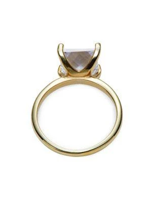 商品Gabi Rielle|Get Personal 14K Gold Vermeil & Crystal Ring/Size 6,价格¥447,第3张图片详细描述