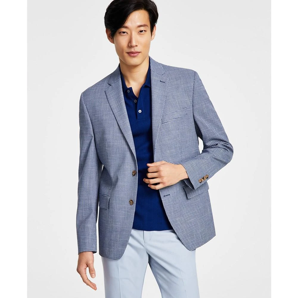 商品Ralph Lauren|Men's Classic-Fit UltraFlex Stretch Grey & Blue Mini Check Sport Coat,价格¥783,第1张图片