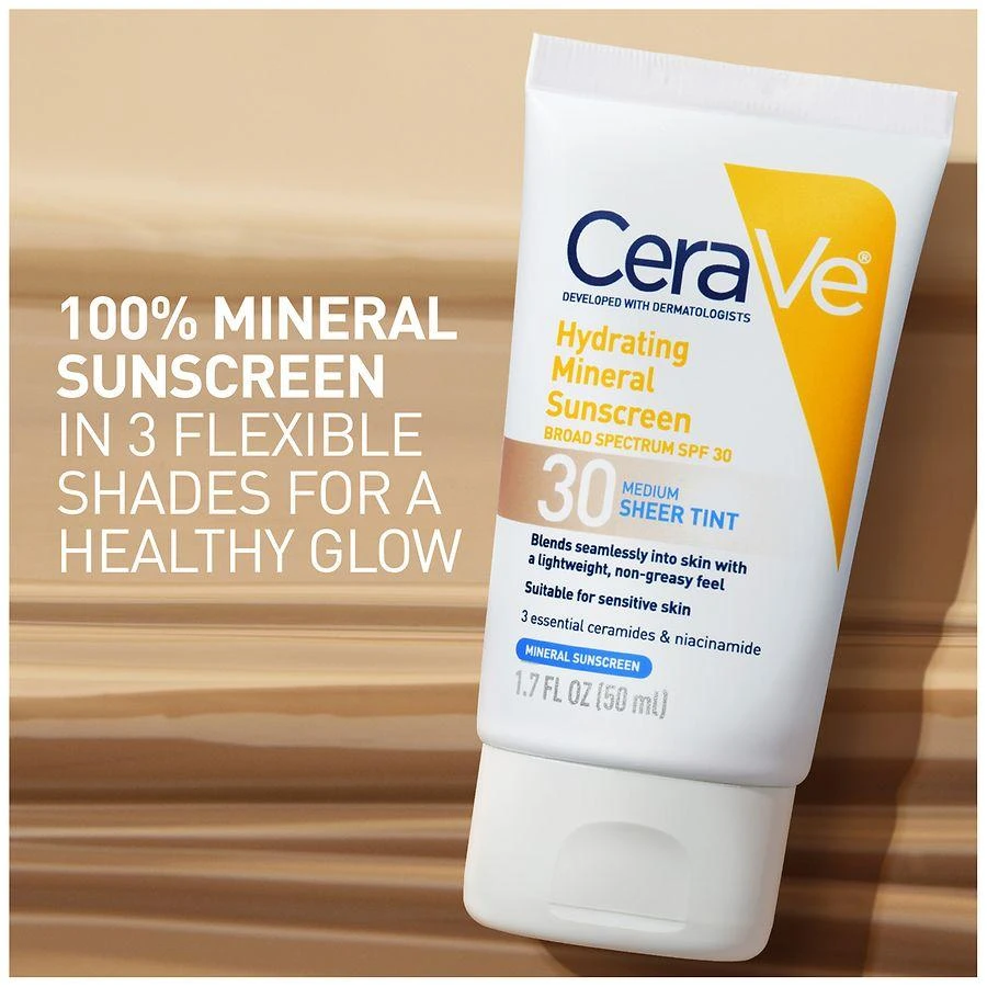商品CeraVe|Hydrating Mineral Sunscreen SPF 30 for Face with Sheer Tint,价格¥148,第2张图片详细描述
