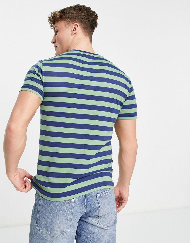 Polo Ralph Lauren icon logo stripe t-shirt in green/navy商品第2张图片规格展示