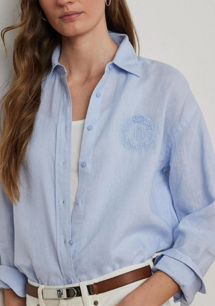 商品Ralph Lauren|女士 超大花卉徽标亚麻衬衫,价格¥611,第3张图片详细描述