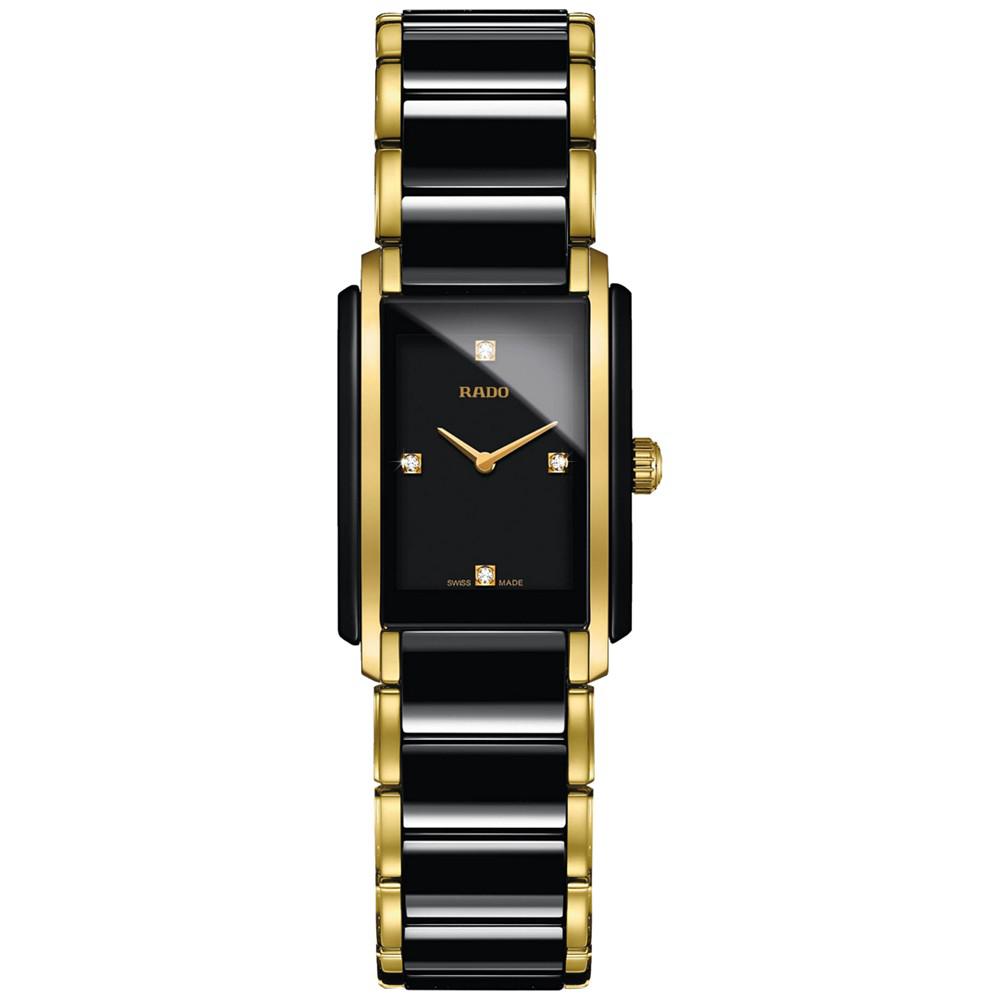 Women's Swiss Integral Diamond Accent Black Ceramic & Gold-Tone Stainless Steel Bracelet Watch 23x33mm R20845712商品第1张图片规格展示