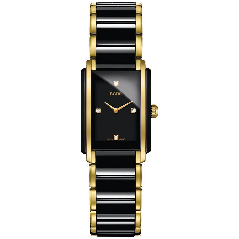 商品Rado|Women's Swiss Integral Diamond Accent Black Ceramic & Gold-Tone Stainless Steel Bracelet Watch 23x33mm R20845712,价格¥16709,第1张图片