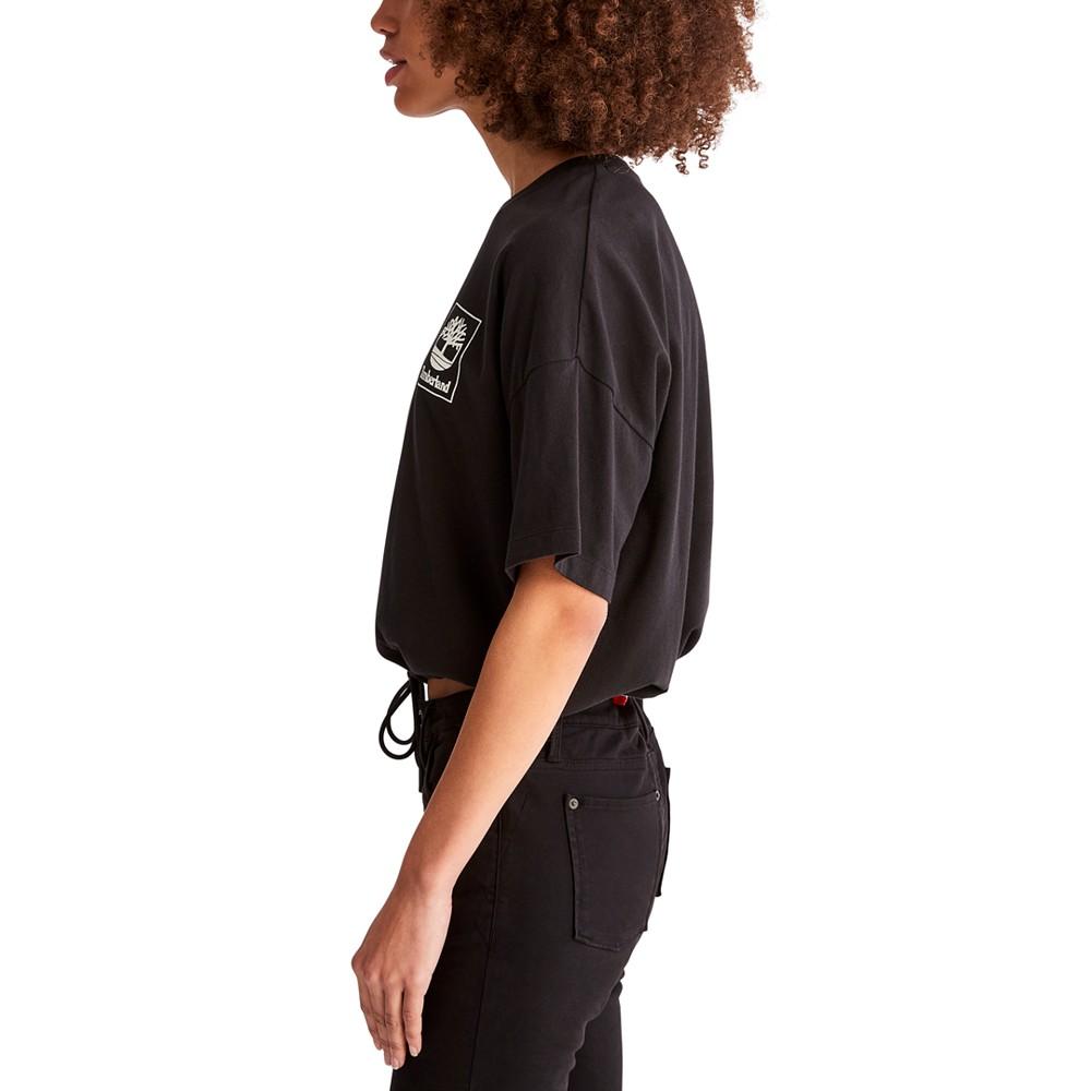 Women's Drawstring-Hem Cropped T-Shirt商品第3张图片规格展示