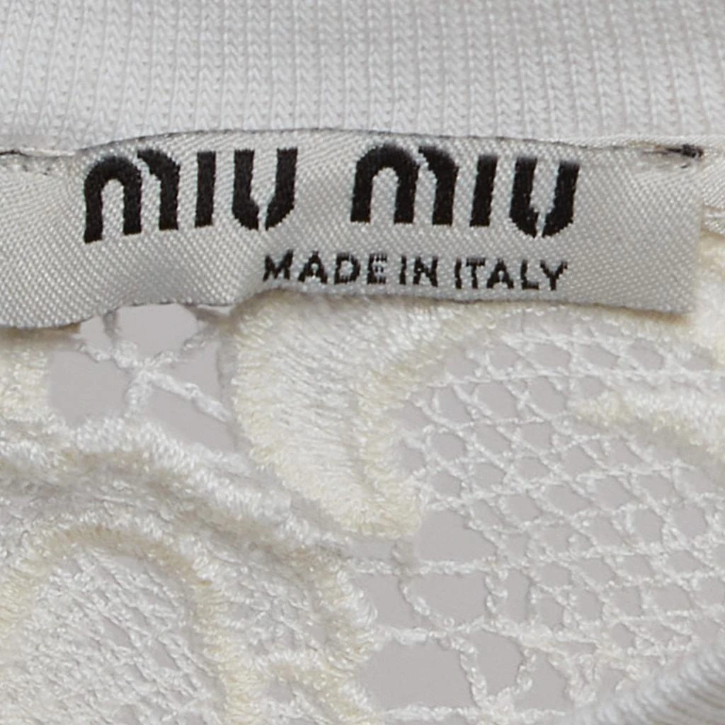 商品[二手商品] Miu Miu|Miu Miu White Knit Lace Trim Top S,价格¥882,第4张图片详细描述