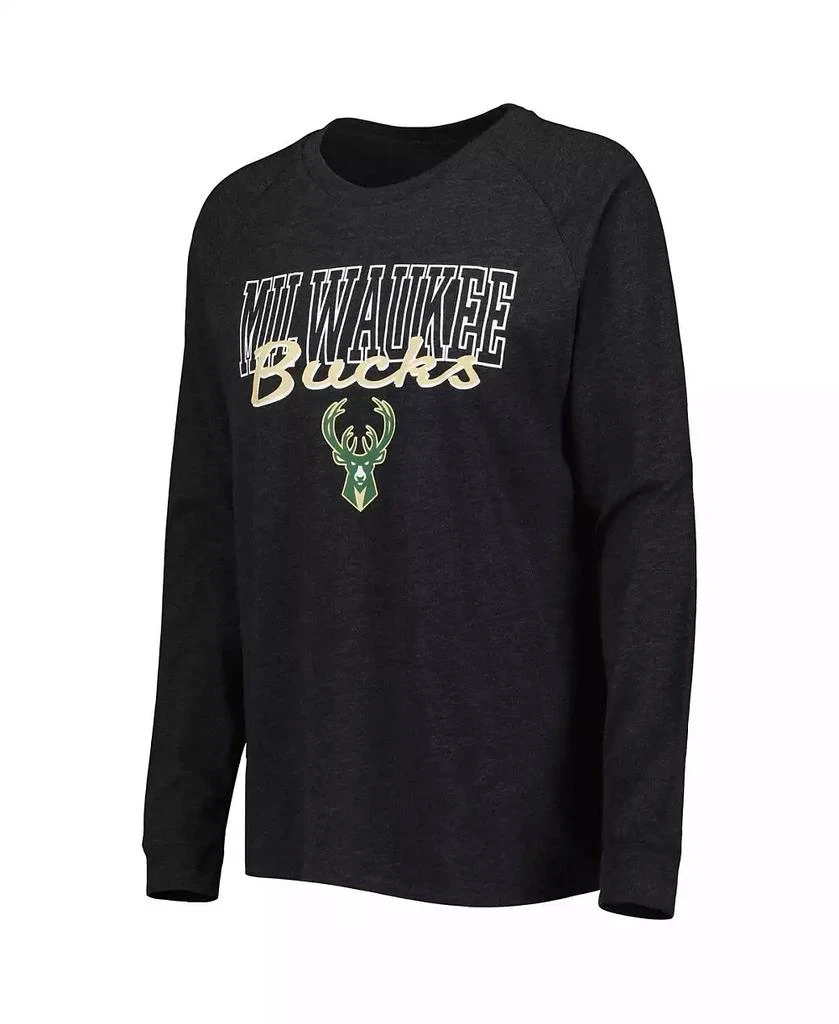 商品Concepts Sport|Women's Heather Black, Heather Hunter Green Milwaukee Bucks Team Raglan Long Sleeve T-shirt and Shorts Sleep Set,价格¥410,第4张图片详细描述