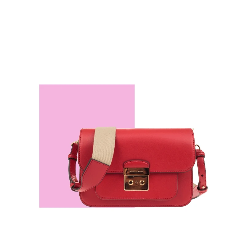 Michael Kors Sloan Editor大号女士牛皮革单肩斜挎包 30T7GS9L3L-BRIGHT-RED 商品