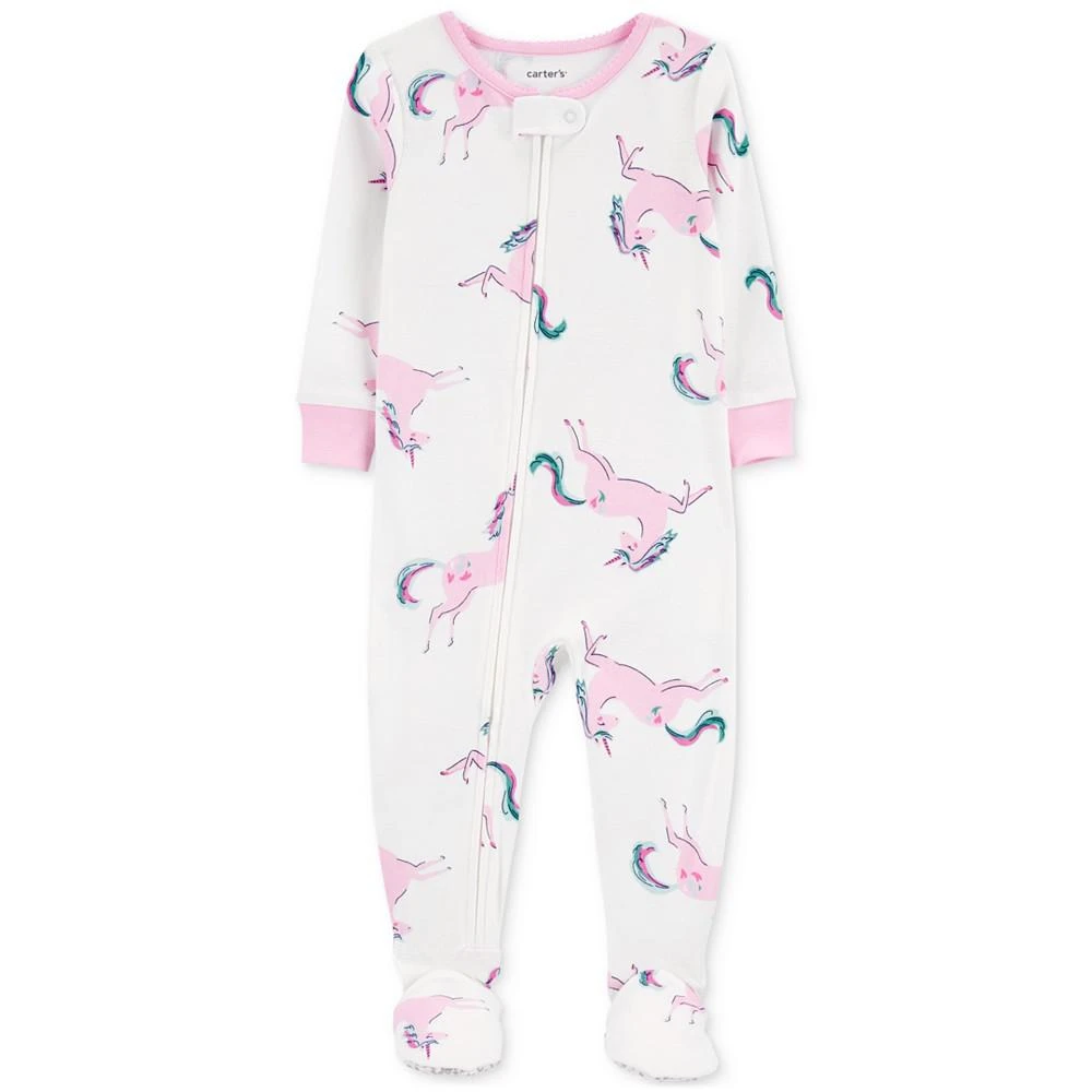 商品Carter's|Baby Girls 1-Piece Unicorn Footed Pajama,价格¥165,第1张图片