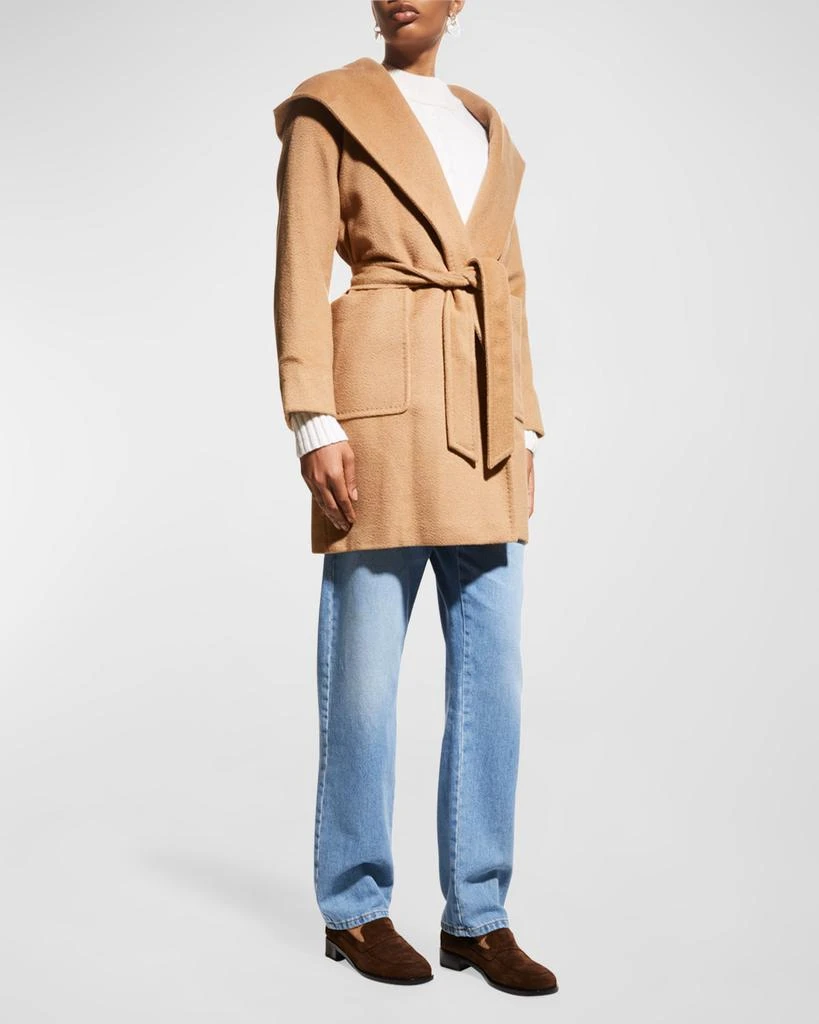 商品Max Mara|Rialto Camel Hair Belted Short Hooded Coat,价格¥27221,第2张图片详细描述