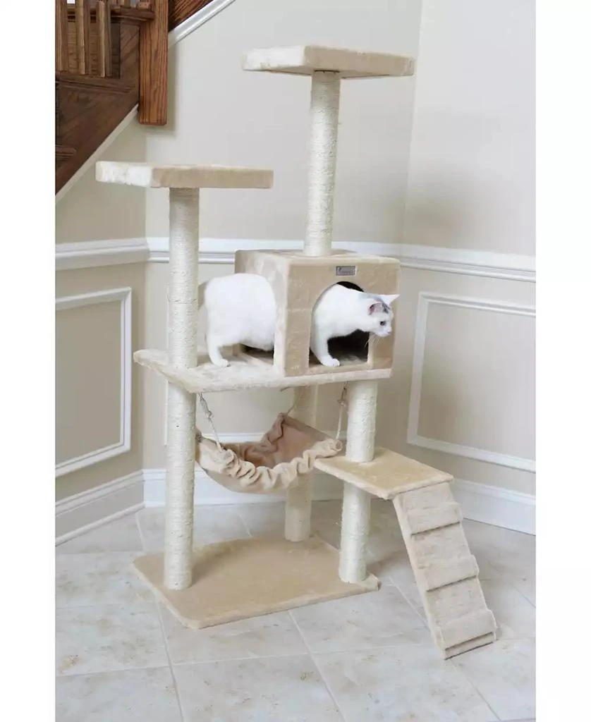商品Macy's|57-Inch Real Wood Cat Tree With Perches, Ramp, Condo & Hammock,价格¥1207,第3张图片详细描述