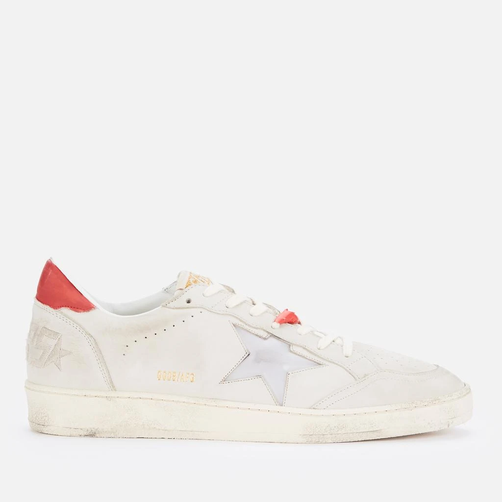 商品Golden Goose|Golden Goose Men's Ball Star Leather Trainers - Beige/Red,价格¥2484,第1张图片