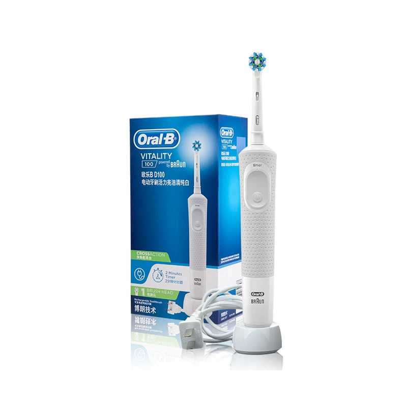 商品[国内直发] Oral-B|ORAL-B/欧乐B 新款电动牙刷活力亮洁成人款 D100  白色,价格¥204,第1张图片