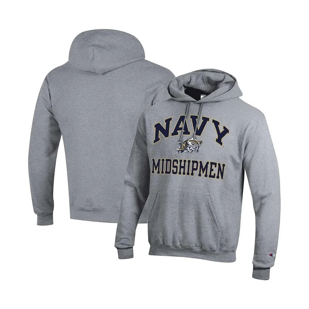 商品CHAMPION|Men's Heather Gray Navy Midshipmen High Motor Pullover Hoodie,价格¥441,第1张图片