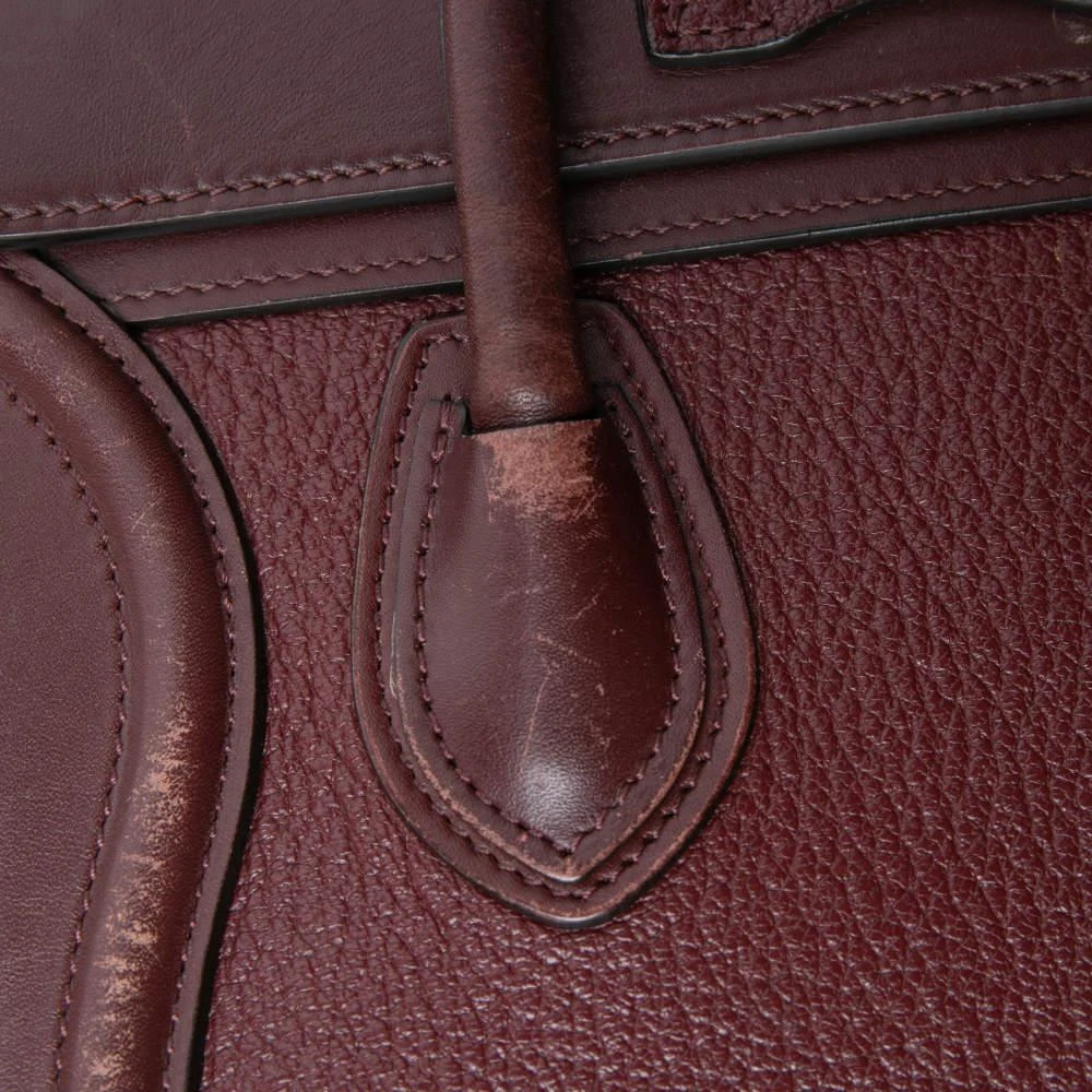 商品[二手商品] Celine|Celine Burgundy Leather Nano Luggage Tote,价格¥6252,第5张图片详细描述