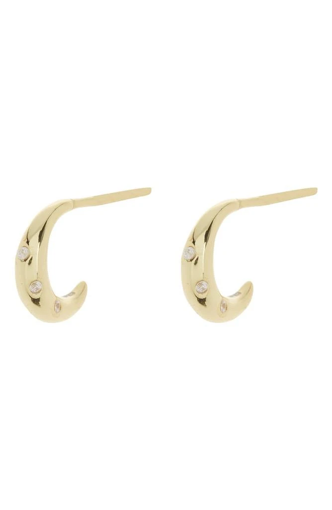 商品ARGENTO VIVO STERLING SILVER|18K Gold Moon CZ Hoop Earrings,价格¥82,第1张图片