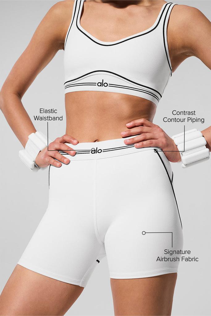 Alo 4” Airbrush High-Waist Heart Throb Short - White/Black