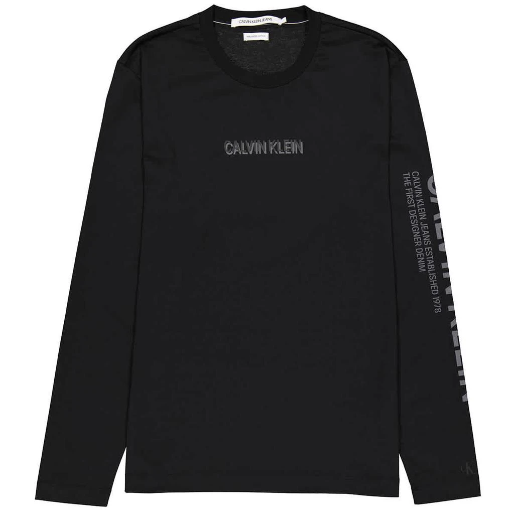 商品Calvin Klein|Calvin Klein Mens Black Long Sleeve 3D Logo T-shirt, Size Large,价格¥253,第1张图片