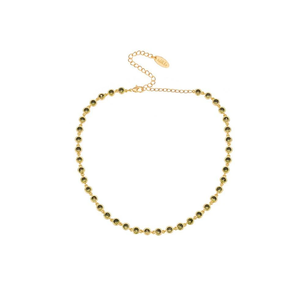 商品Ettika Jewelry|Peridot Cubic Zirconia Disc and 18K Gold Plated Link Necklace,价格¥596,第1张图片