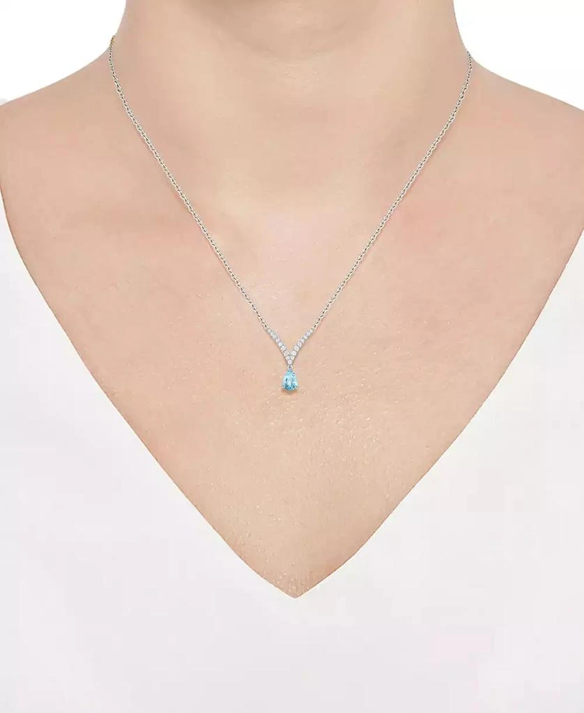 商品Macy's|Santa Maria Aquamarine (3/8 ct. t.w.) & Diamond (1/6 ct. t.w.) V 17" Pendant Necklace in 14k White Gold,价格¥11185,第2张图片详细描述