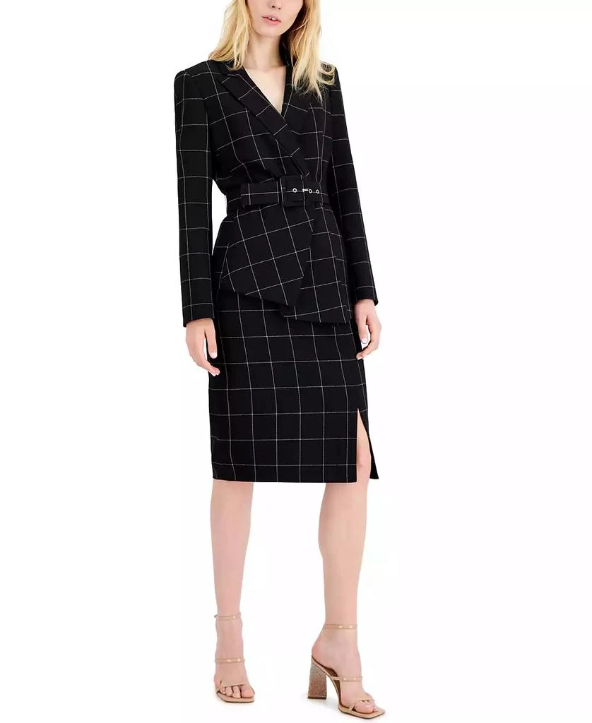 商品Tahari|Women's Windowpane-Print Skirt Suit,价格¥1723,第1张图片