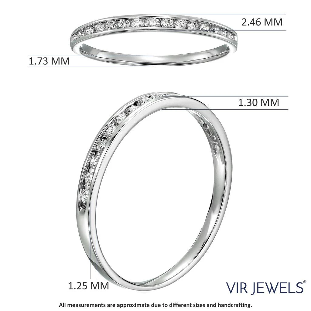 商品Vir Jewels|1/5 cttw Classic Diamond Wedding Band 10K White or Yellow Gold Channel Set,价格¥1986,第3张图片详细描述