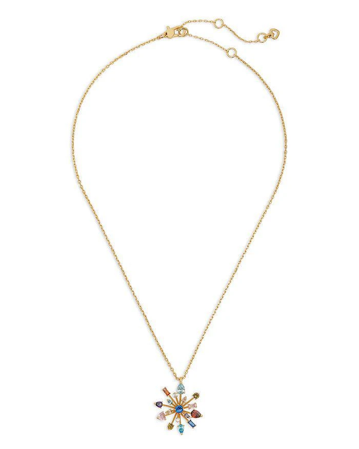 商品Kate Spade|Mixed Cubic Zirconia Firework Flower Pendant Necklace in Gold Tone, 16"-19",价格¥586,第3张图片详细描述
