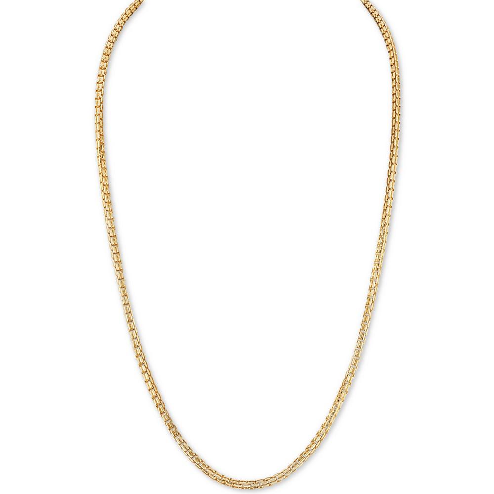 2-Pc. Set Box Link 22" Chain Necklace and Bracelet in 14k Gold-Plated Sterling Silver, Created for Macy's (Also available in Sterling Silver)商品第5张图片规格展示