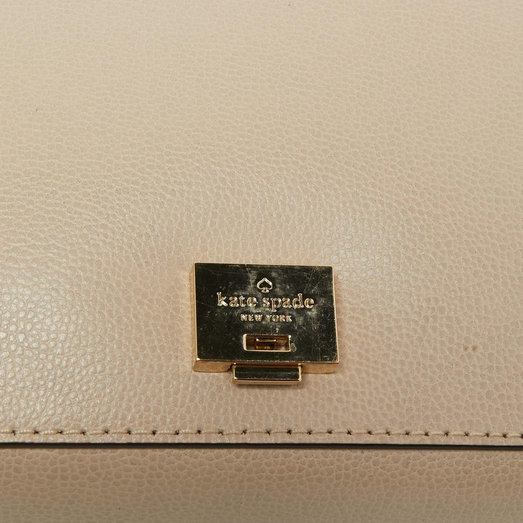 商品[二手商品] Kate Spade|Kate Spade Beige/White Leather Flap Top Handle Bag,价格¥1026,第7张图片详细描述