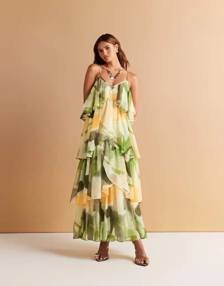商品ASOS|ASOS DESIGN tiered cami layered maxi dress in floral print,价格¥498,第4张图片详细描述