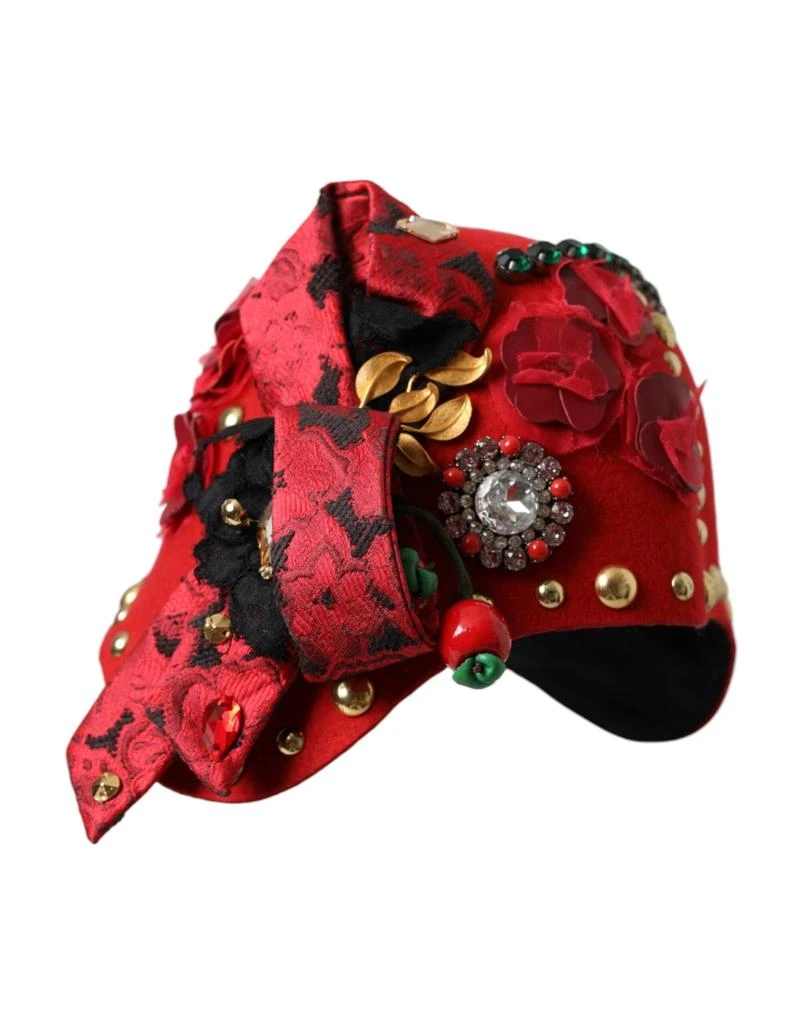 商品Dolce & Gabbana|Crystal  Roses Brooch Embellished Women's Hat,价格¥8737,第1张图片