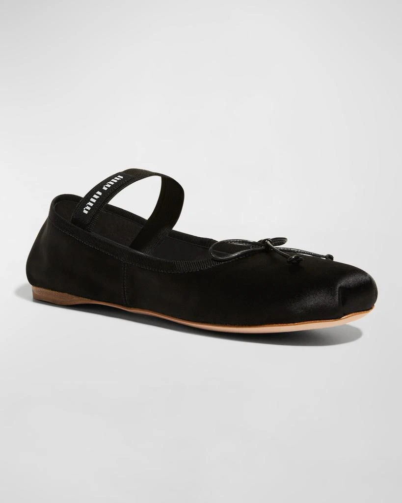 商品Miu Miu|Satin Bow Ballerina Flats,价格¥7730,第5张图片详细描述