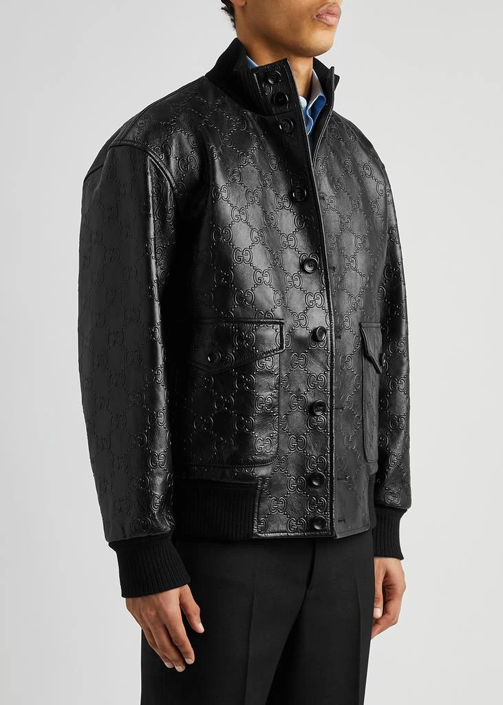 商品Gucci|GG-monogrammed leather jacket,价格¥40709,第2张图片详细描述