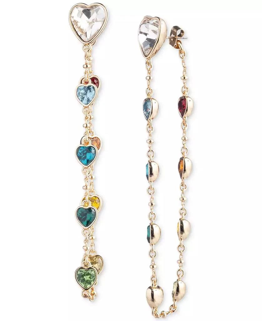 商品Emily in Paris|Gold-plated Multicolor Heart & Chain Front-to-Back Earrings,价格¥434,第1张图片