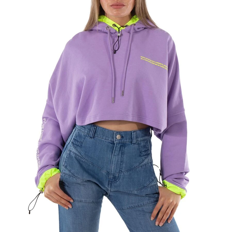 商品Marcelo Burlon|Ladies Purple Oversized Cropped Sweatshirt,价格¥1174,第1张图片