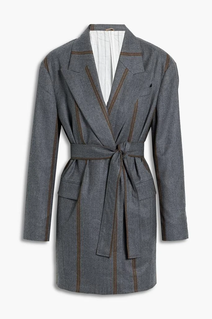 商品Brunello Cucinelli|Belted striped wool blazer,价格¥7257,第3张图片详细描述