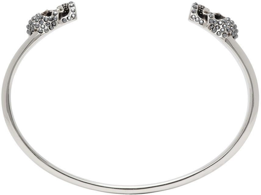商品Alexander McQueen|Silver Skull Open Cuff Bracelet,价格¥3766,第4张图片详细描述