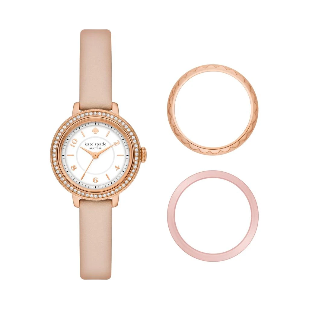 商品Kate Spade|Morningside Pink Leather Watch & Case Set - KSW1816SET,价格¥1492,第1张图片