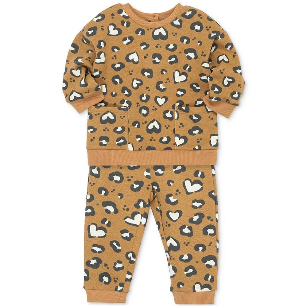 商品Little Me|Baby Girls 2-Pc. Leopard Heart Print Sweatshirt Set,价格¥283,第3张图片详细描述