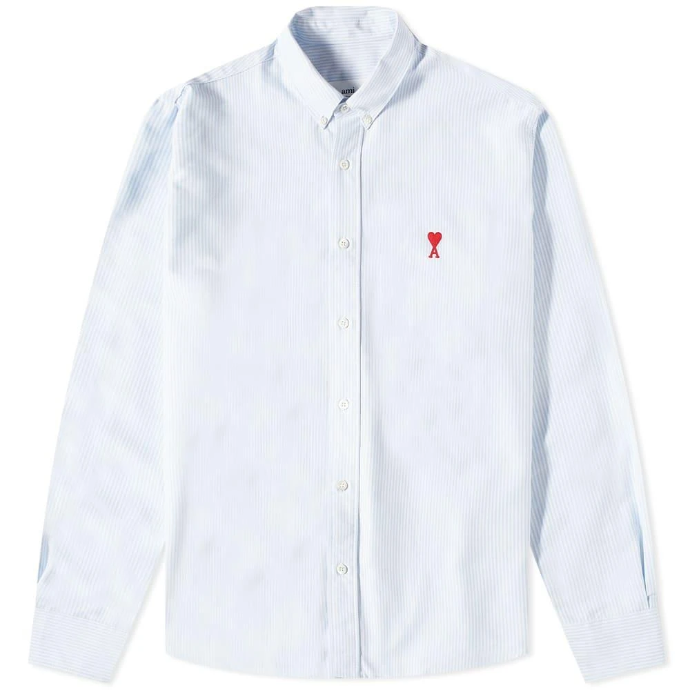 商品AMI|AMI Stripe Logo Button Down Oxford Shirt,价格¥1001,第1张图片